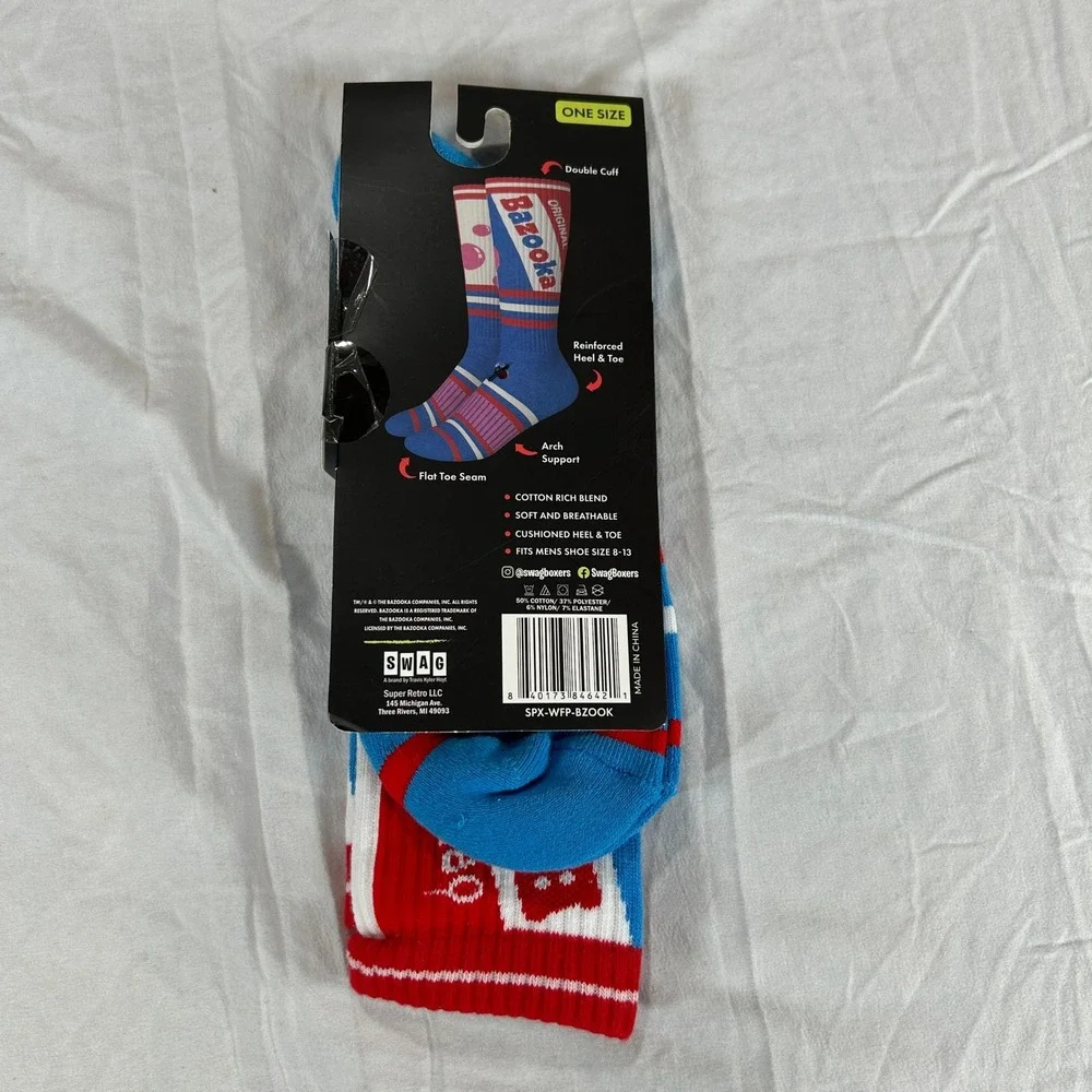 SWAG Performance Socks Original Bazooka Joe Bubble Gum Mens Crew One Size NEW